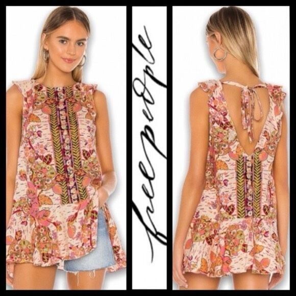 NWT Free People Bohemian Summer in Tulum Sleeveless Ruffle Tunic/Dress S - Picture 1 of 12